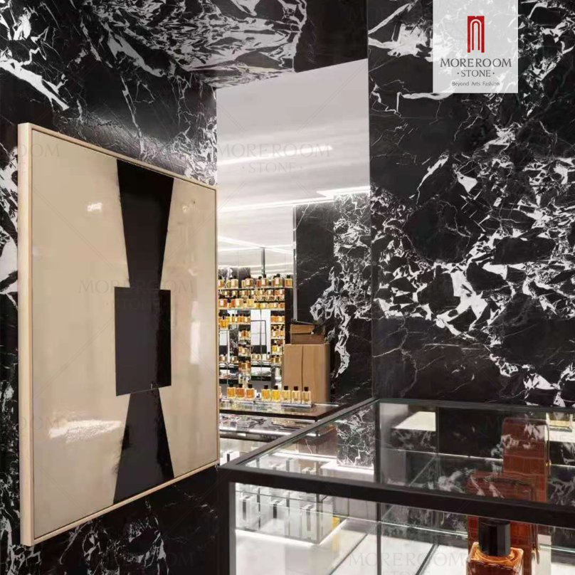 New Design 3600*1200 Extra Glossy Large Black and White Marble Porcelain Wall Tiles