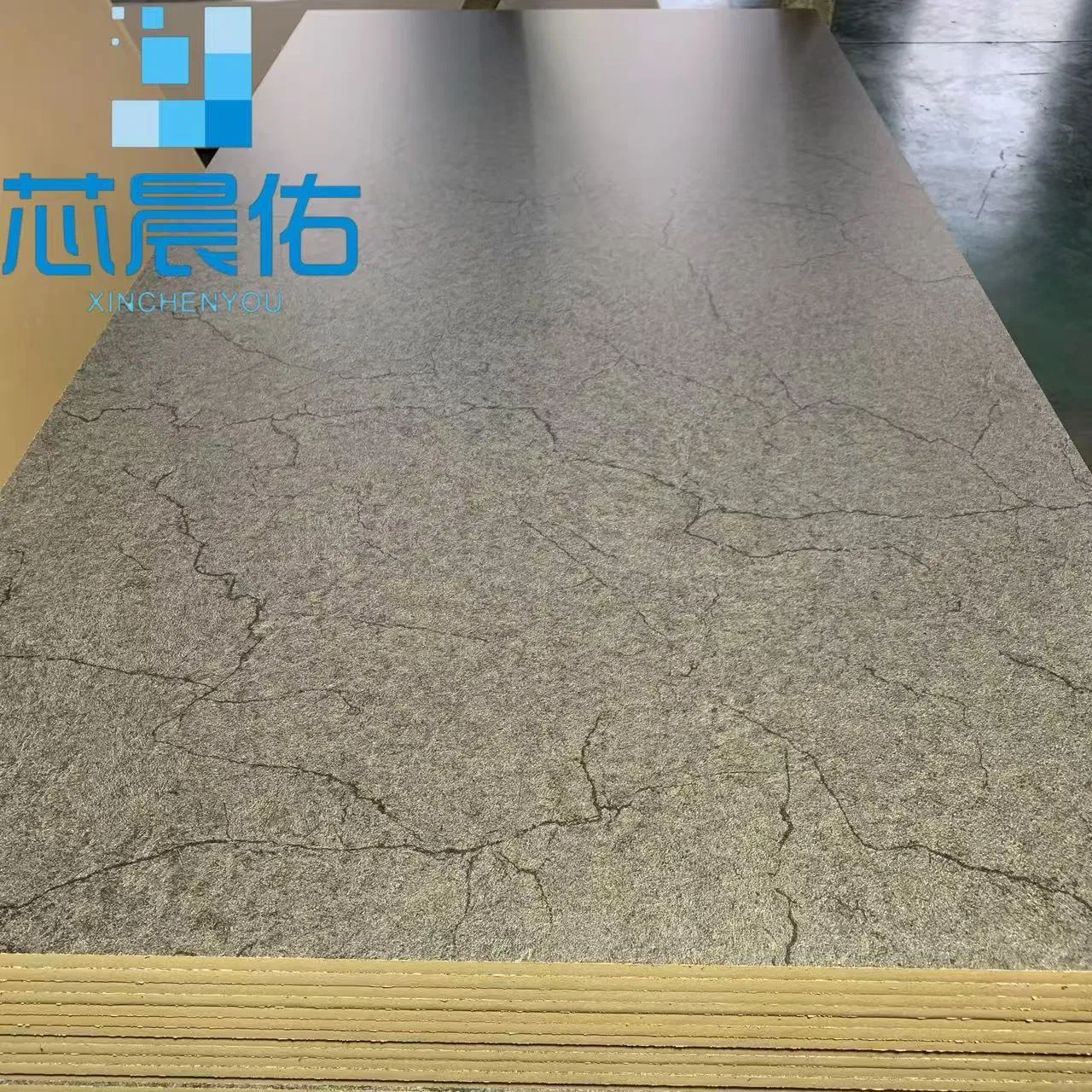 1220*2440*18mm Dark Gray Melamine MDF Board with Sensory Surface for Furniture
