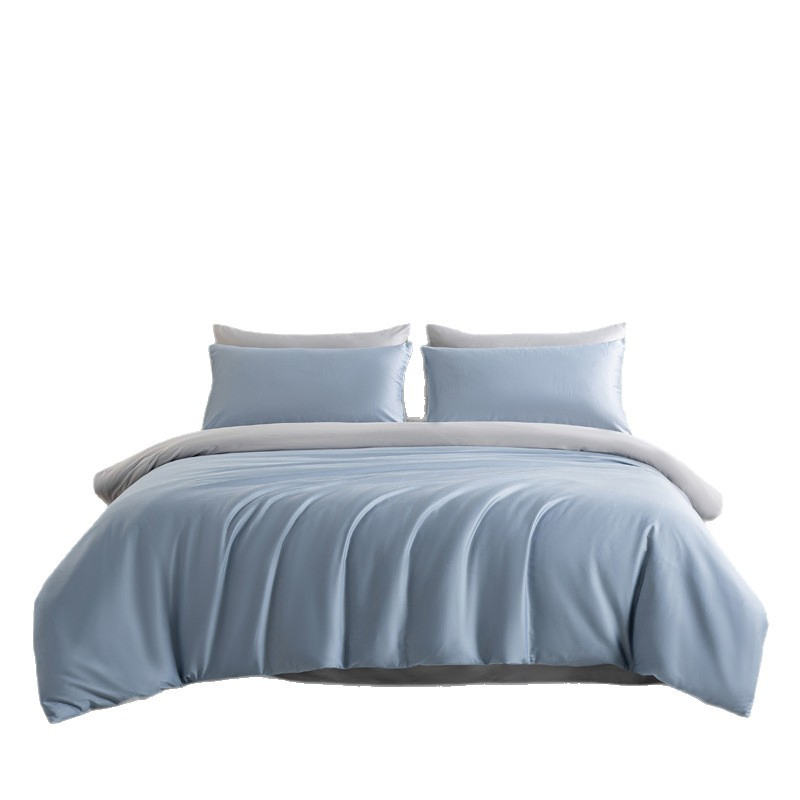 Bed Sheet Set Simple Ins Solid Color Pure Cotton for Home