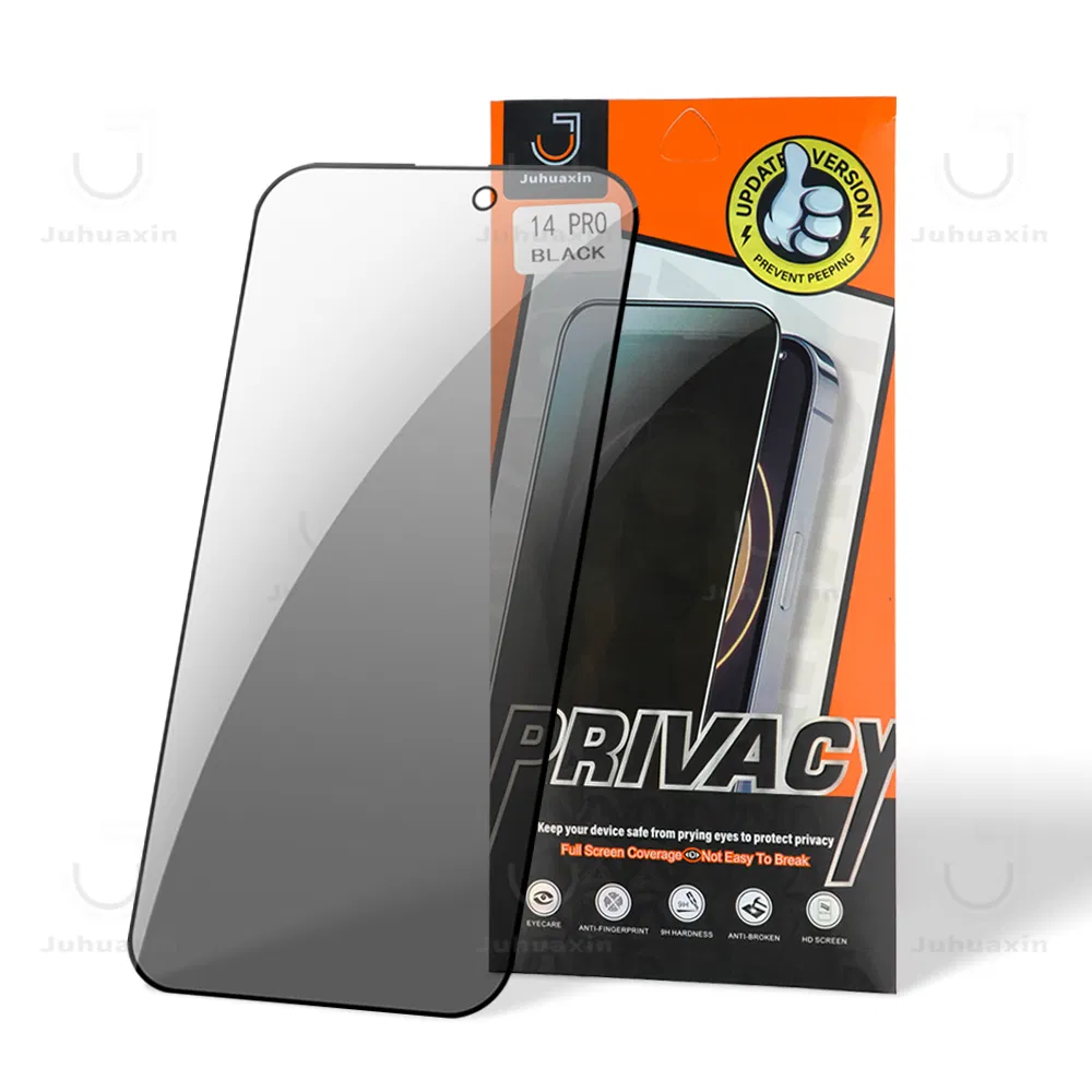 Juhuaxin Private Screen Protector with Camera Lens Protector Privacy Screen Anti Shock Anti Spy Privacy Tempered Glass Film for Samsung iPhone 16 15 14 PRO Max
