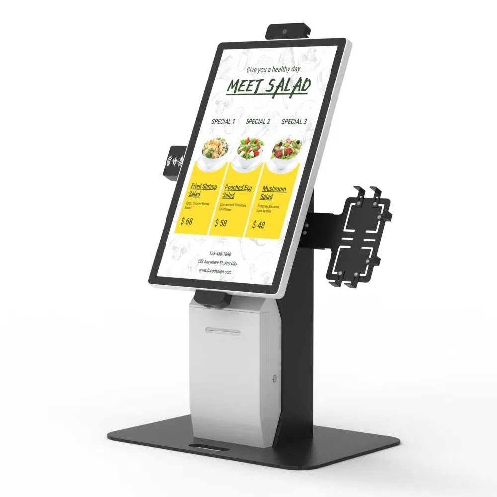 21.5 Inch POS System Touchscreen Hospital Mcdonalds Fast Foodorderin Self-Service Scanner Printer Check Vending Machine Payment Kiosk for Restaurants and Hotels