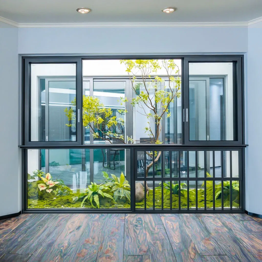 Basement Sliding Window with Low Profile Frame and Double Glass Insulated Panels