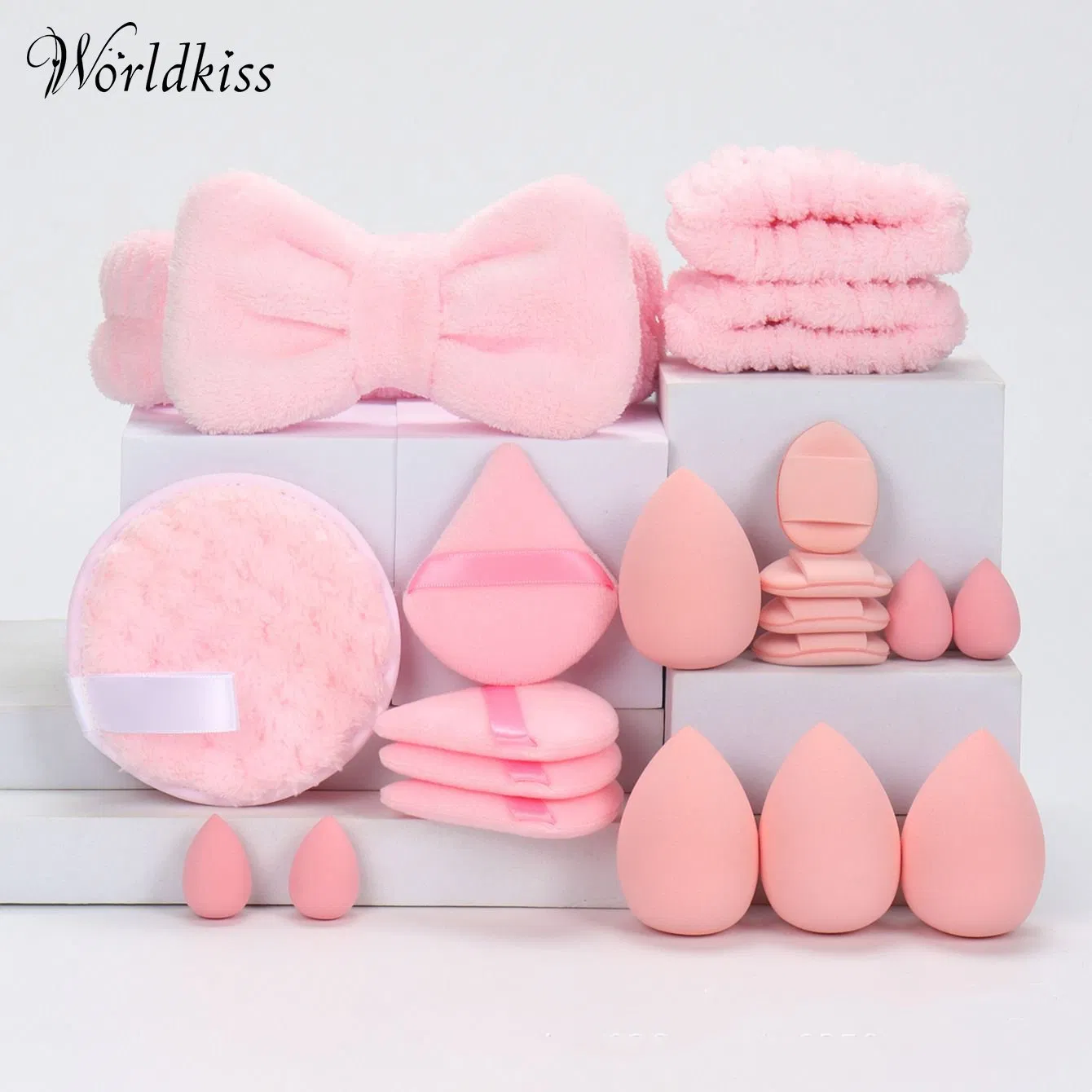 Makeup Tool Set: Powder Puff, Coral Fleece Hair Band