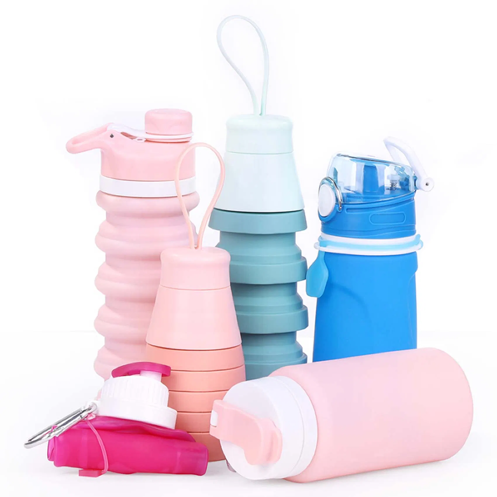 500ml Foldable Collapsible Sports Travel Drinking Silicone Water Bottle with Custom Logo