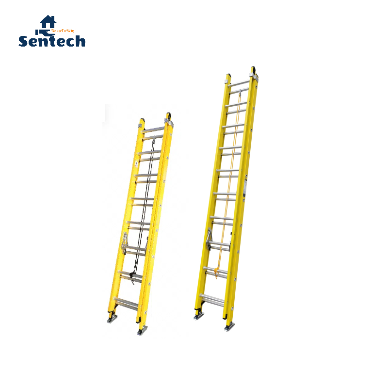 20FT 5.2m ANSI CE Red and Yellow Extension Ladder Fiberglass Manufacturer