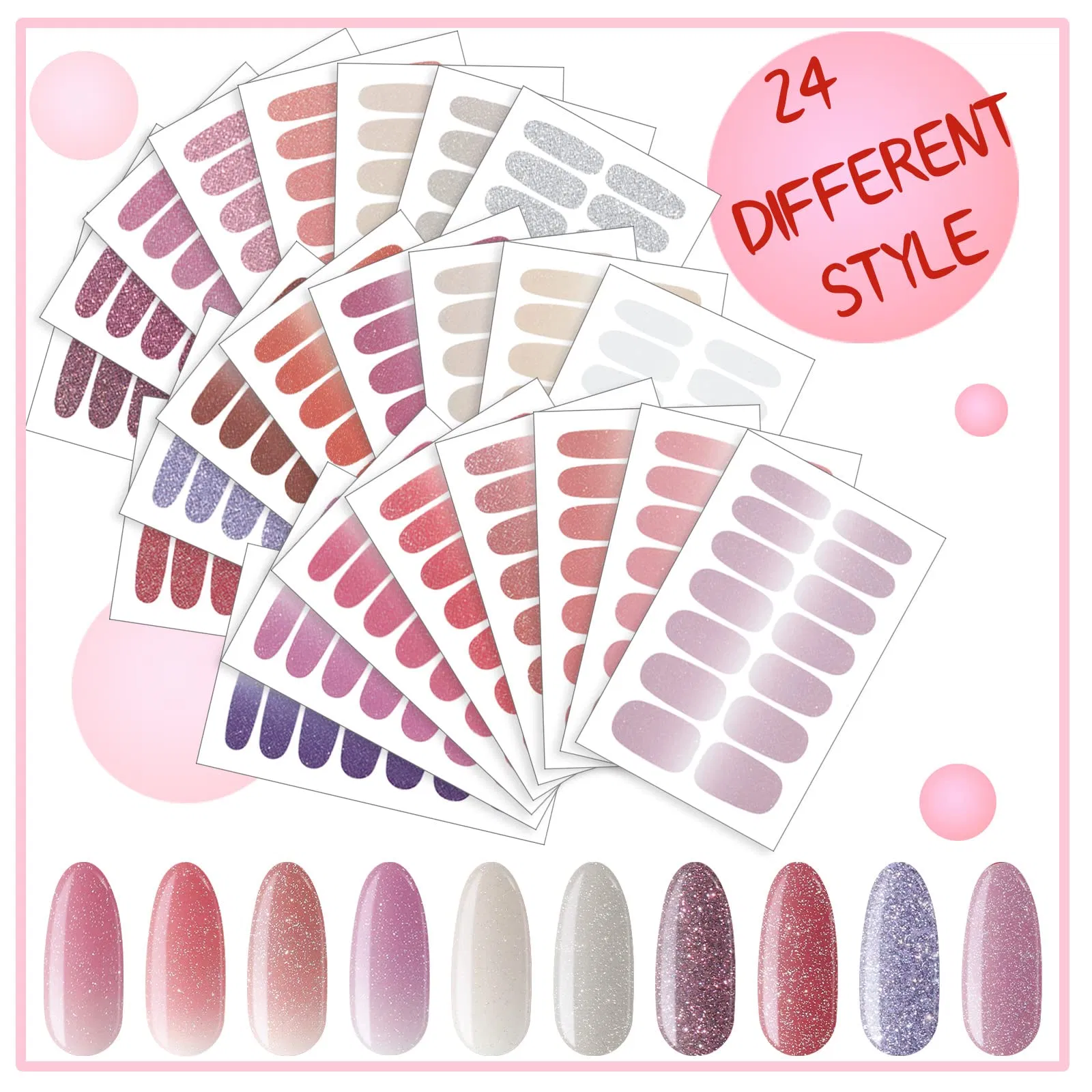 Nail Strips Art Decals with Nail File Home Women Girls Decorations