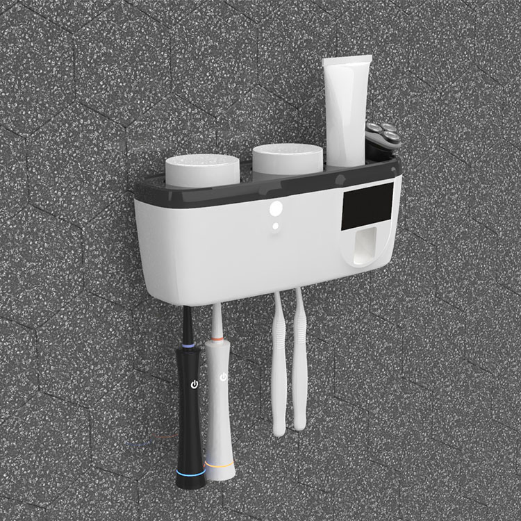 Plastic Auto UV Disinfection Toothbrush Holder with Toothpaste Dispenser