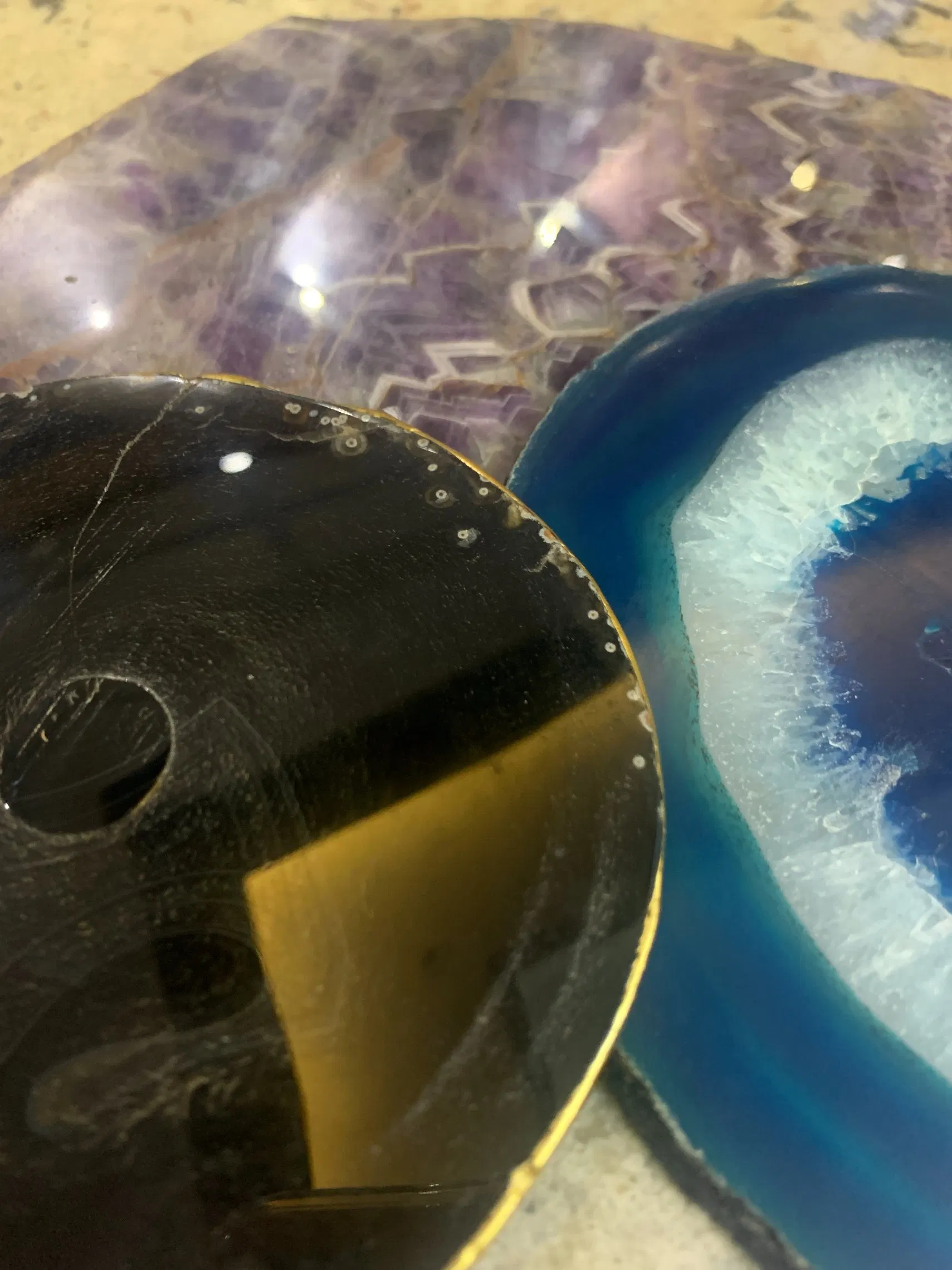 Custom Semi Precious Stone Slab Polished Blue Agate Decorative Wall Panels Luxury Villa Decoration Materials Gem Stone Slab