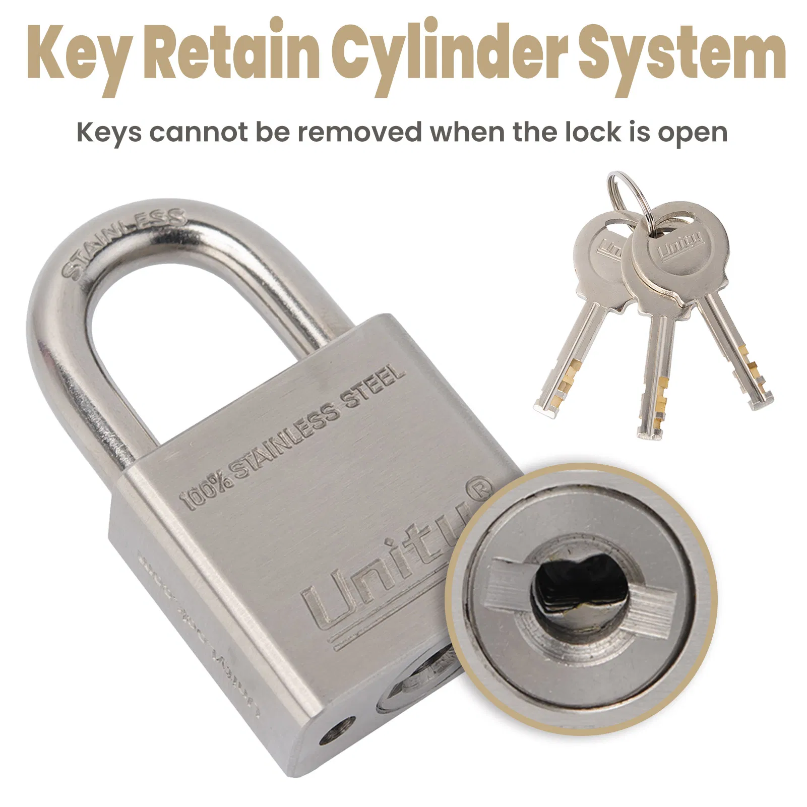 100% Stainless Steel Padlock Marine Lock Weatherproof for Sea Boat