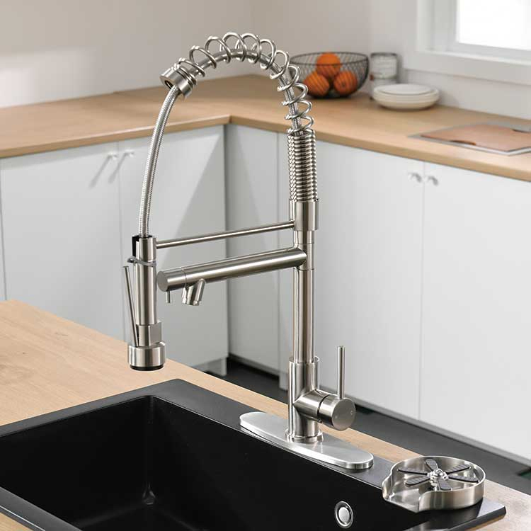 North American Design Styles Luxury Single Lever Spring Pull-Down Kitchen Sink Faucet Mixer