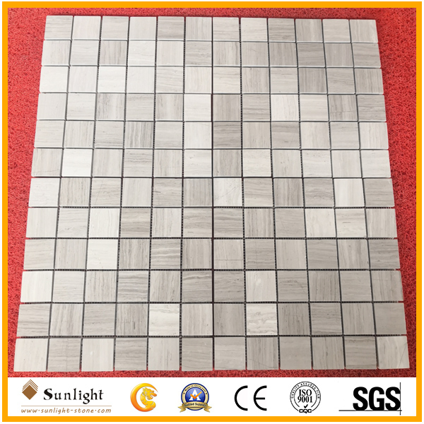 Мозаика из натурального дерева и белого мрамора