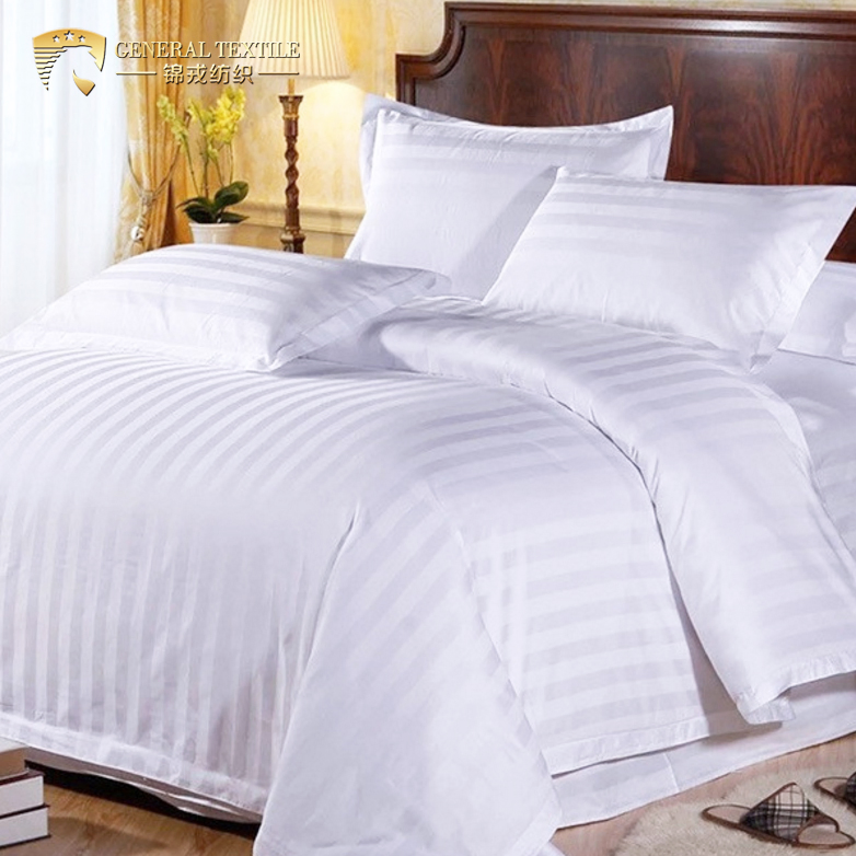 Luxury 100% Cotton Bed Linen 60s 300tc Jacquard Stripes Hotel Bedsheet Set