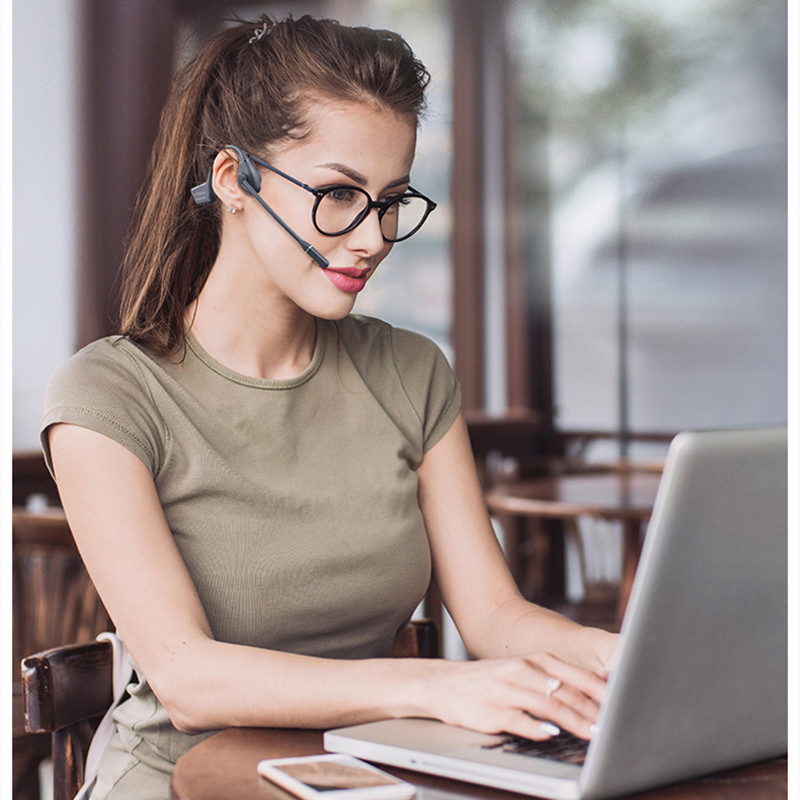 Es-960 Bone Conduction Headphones Open Ear Bluetooth Headsets Sports Earphones with Boom Mic Ipx5 Sweatproof Earbuds for Hiking, Cycling, Gym