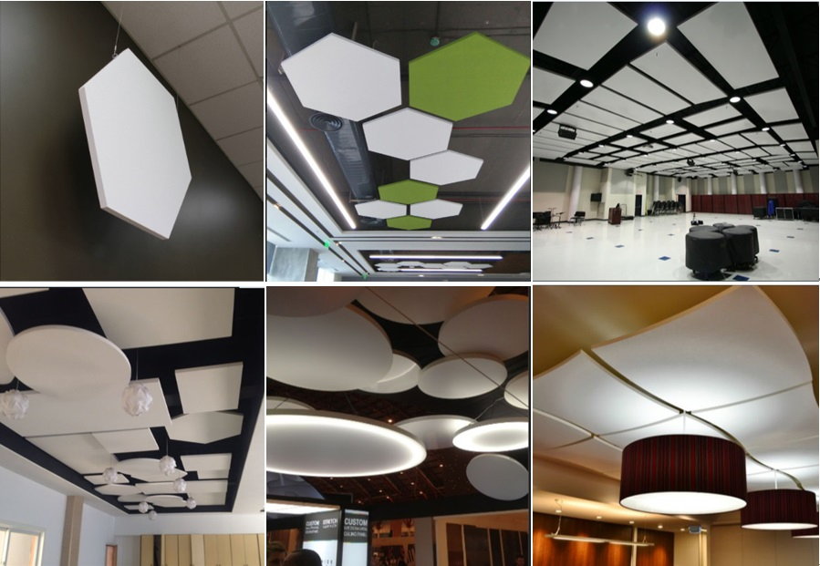 Sound Absorption Acoustic Fiberglass Ceiling Tiles Suspended Baffle Panels