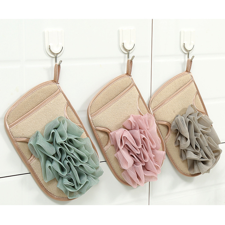 Double Use Bath Sponge Shower Scrub Bath Glove with PE Shower Flower Exfoliator Scrubber