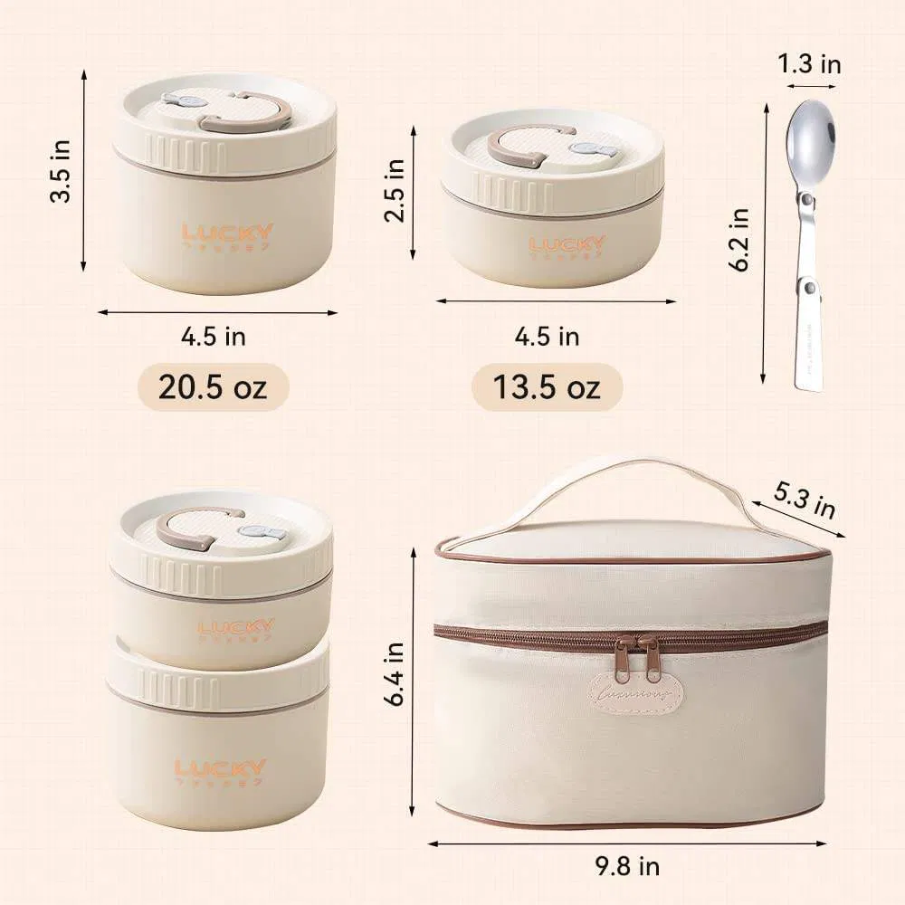 Portable Multiple Capacity Leakproof Food Container Stainless Steel Vacuum Insulated Lunch Box