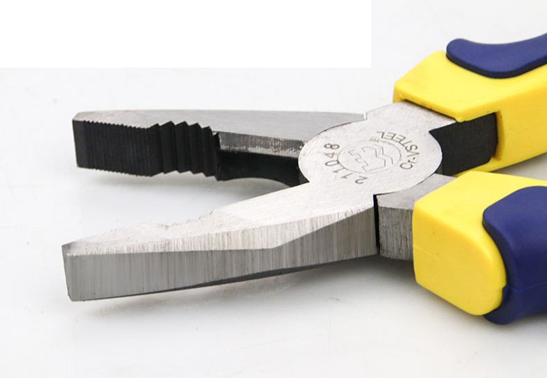 European Style Fully Polished Combination Pliers with 2-Color Plastic Handle