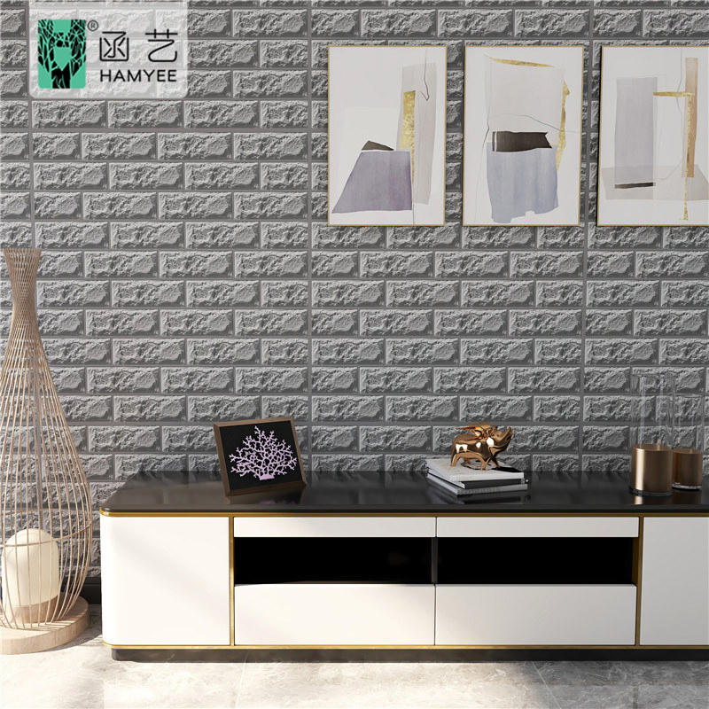 Waterproof and Soundproof PVC Wall Paper Soft Foam 3D Wallpaper