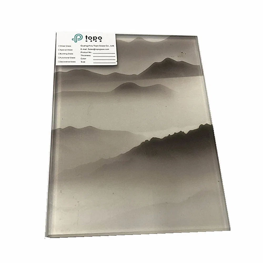 High Quality Landscape Painting Fireproof Pattern Wired Wire Glass for Decoration (PLW-TP)