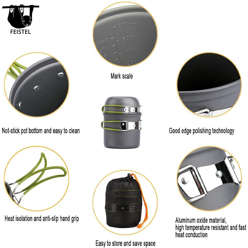 Feistel Ultimate Portable Cookware Mess Kit for Outdoor Adventures