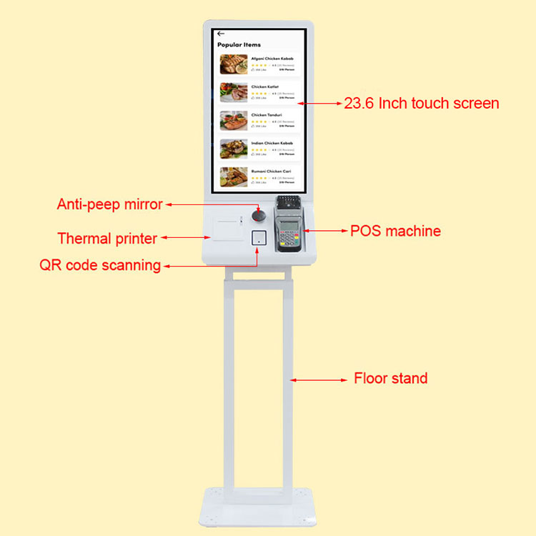 New Trend Smart Retail Terminal Self Payment Touch Kiosk 24inch Screen POS Printer and Qr Scanner