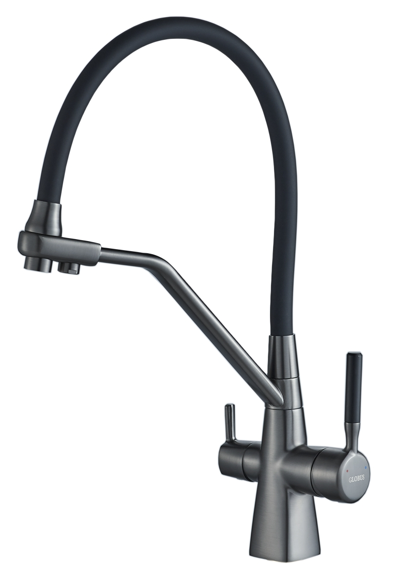 Brass Deck Mounted Luxury Sink Kitchen Faucet With Cleaning Wter(HCK-700-SB)