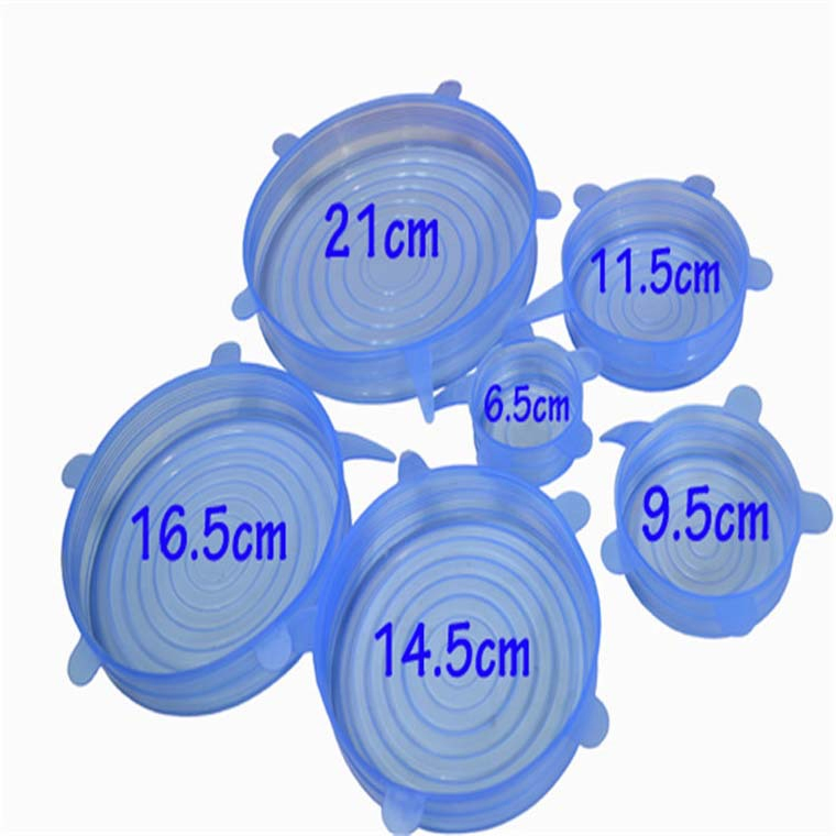 6-Piece Stretch Silicone Fresh-Keeping Cover, Stretch Lid, Round Bowl Cover, Vacuum Cover, Sealing Set Fresh-Keeping Cover