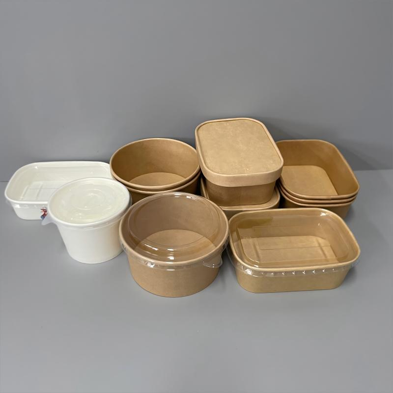 Food Container Biodegradable Container Kraft Paper Bowl Salad Bowl Lunch Box