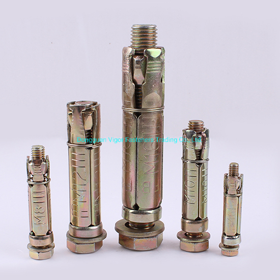 Shield Anchor 4-Segments Type with Hex Head Bolt Four Anchor Expansion Bolt Concrete Screw Yellow Zinc Plated