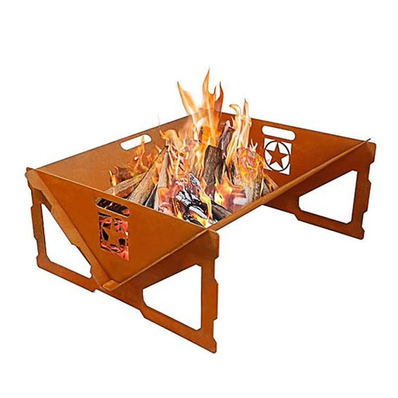 Unique and Rustic Style Fire Pit Portable Camping Wood Charcoal Burning Fireplace