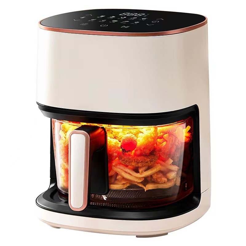 Wholesale No Oil Healthy Green Ivory Round Auto off 4L Visible Digital Electric Air Fryer