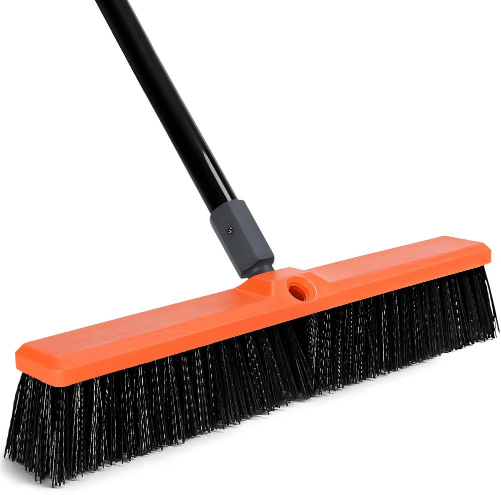 18inch Outdoor Dust Broom Extra Long Handle Outdoor Plastic Broom- Garden Broom Outdoor with Long Handle Sweeper Broom