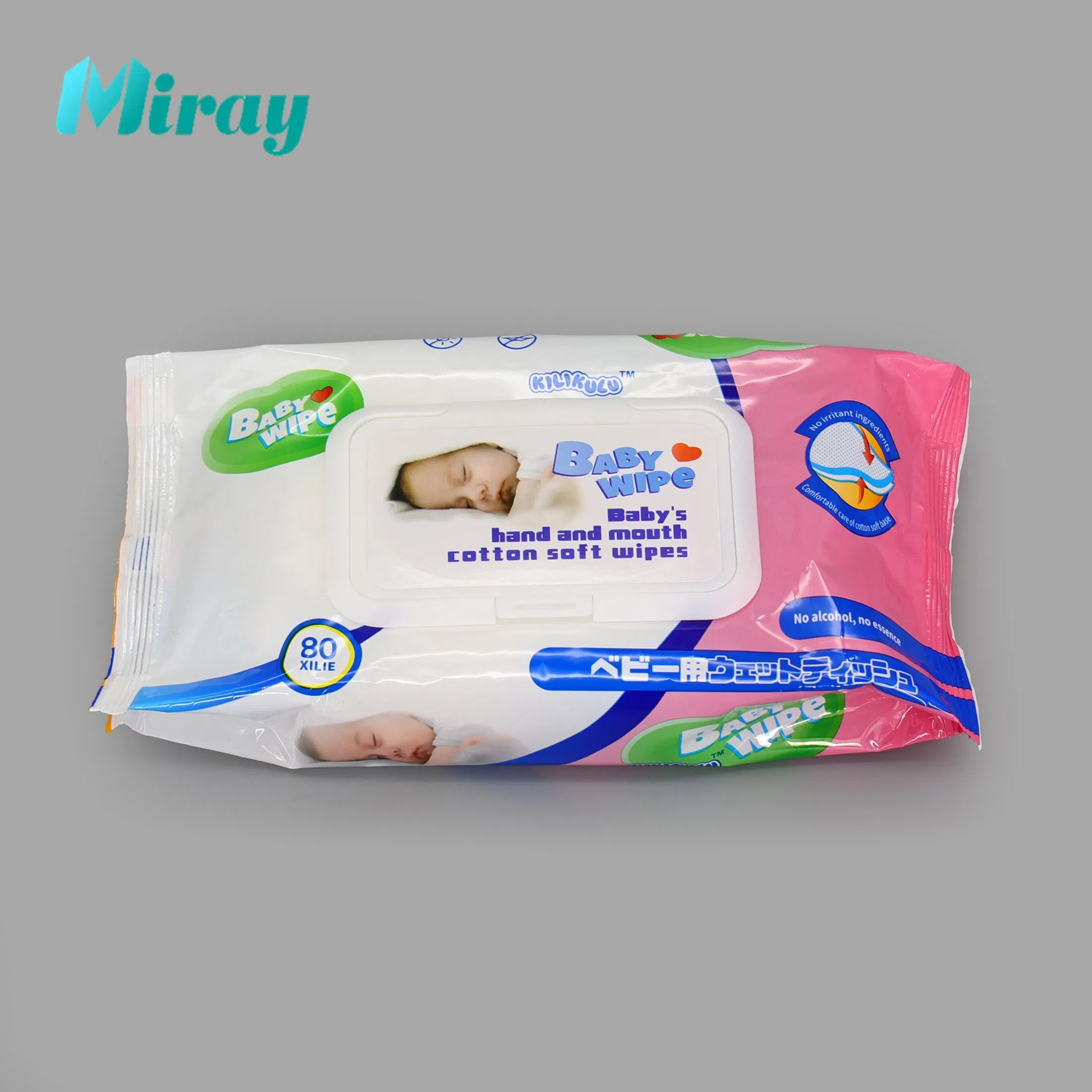High Quality Non-Alcohol Free Baby Wet Wipes 80PCS Per Pack for Cleaning