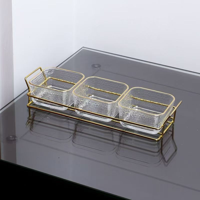 New Home Living Room Scandinavian Glass Compartmentalized Snack Plate