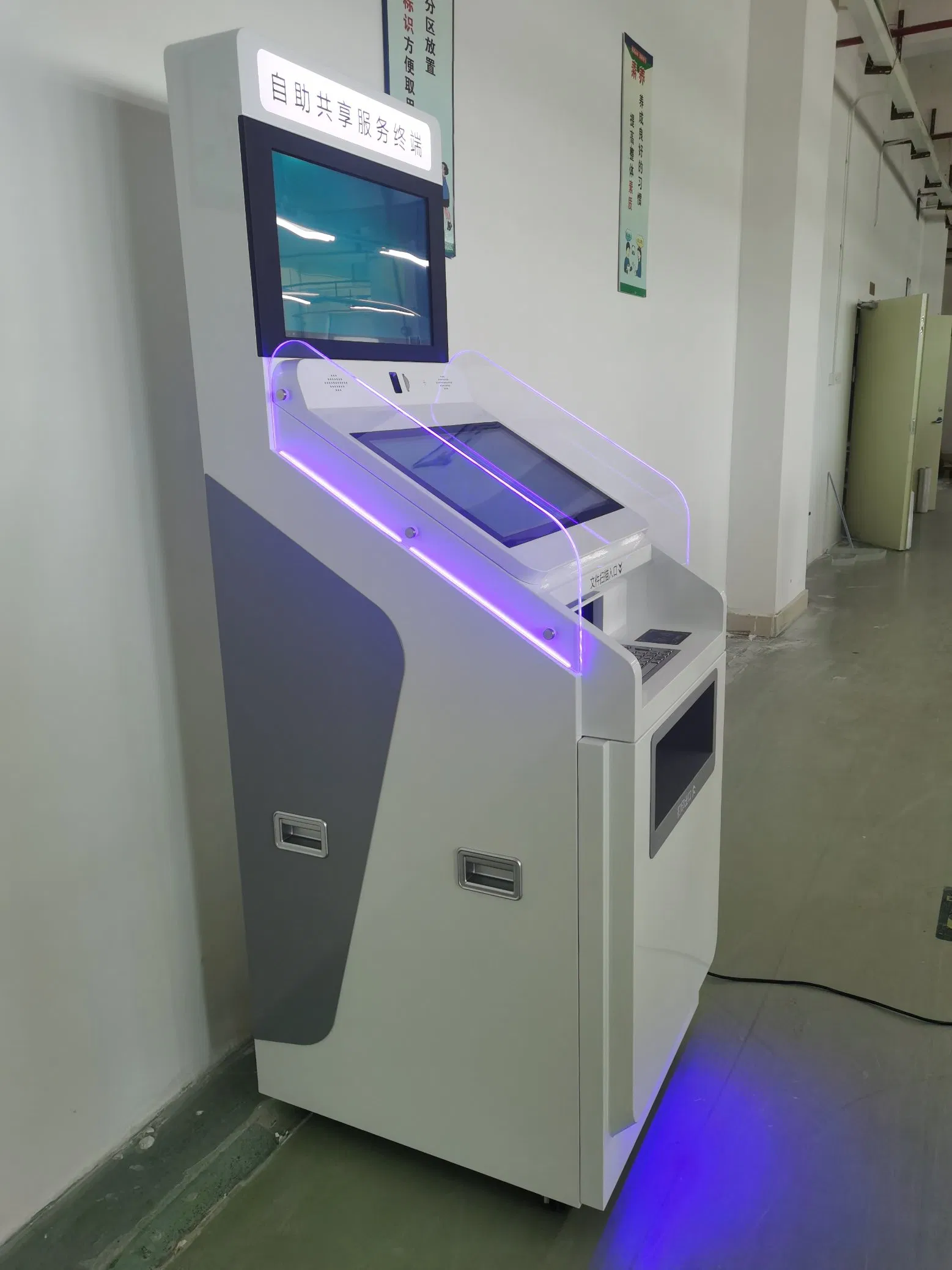 Dual 19 Inch Ticket A4 Report Printing Self-Service Kiosk for Touchscreen Windows PC