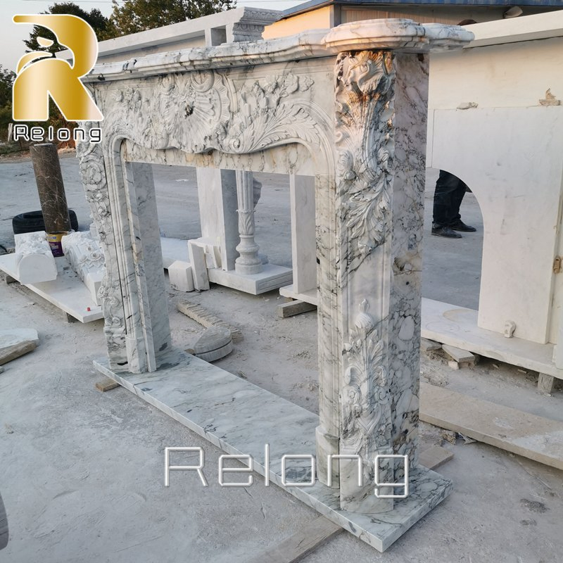 Hand Carving Decorative French Style Marble Fireplace Mantel for Sale
