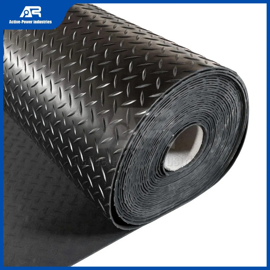 Active-Power Industries Rubber Kitchen Floor Mat Factory China Checker Five Bar Diamond Willow Leaves Rubber Garage Plate Flooring