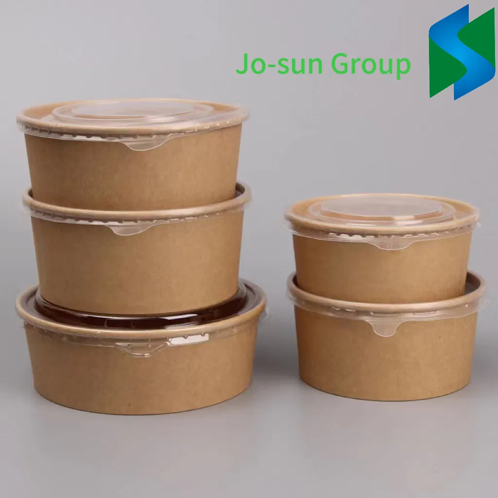 Jo-Sun Disposable Biodegradable Paper Soup Bowl with Lid Takeaway Kraft Soup Salad Paper Bowl