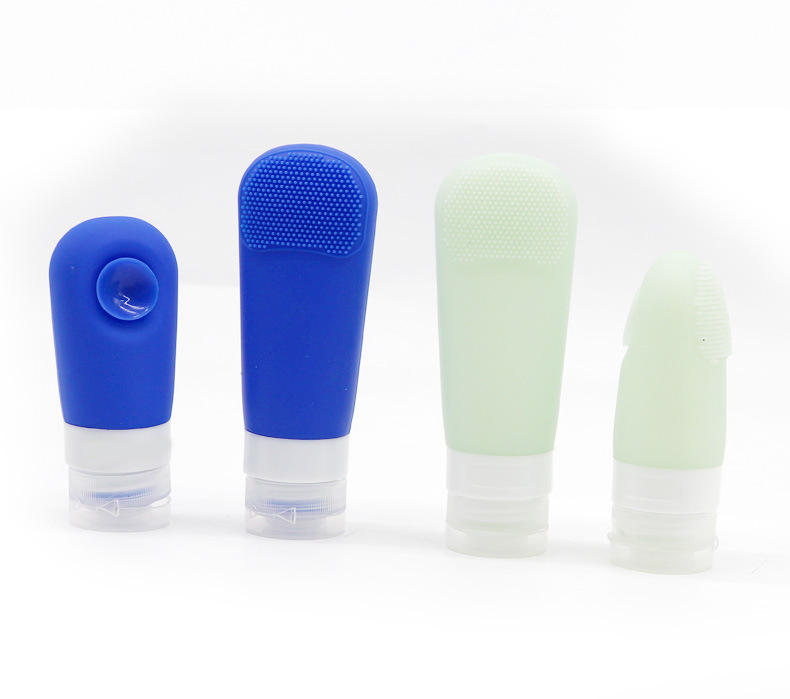 Portable Empty Travel Bottles for Toiletries with Suction and Cleaning Face Brush