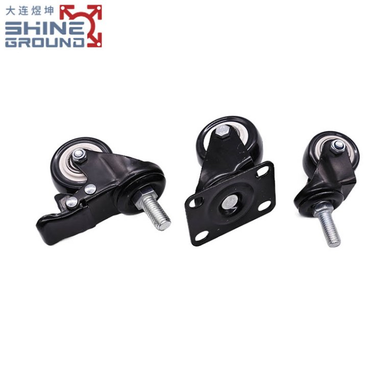 Premium Black Aluminum Profile Door Hardware with 2-Inch Casters