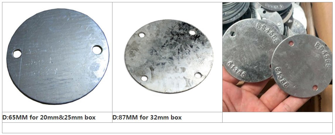 BS4568 65mm Steel Circular Junction Box Conduit Box Cover Conduit Fittings
