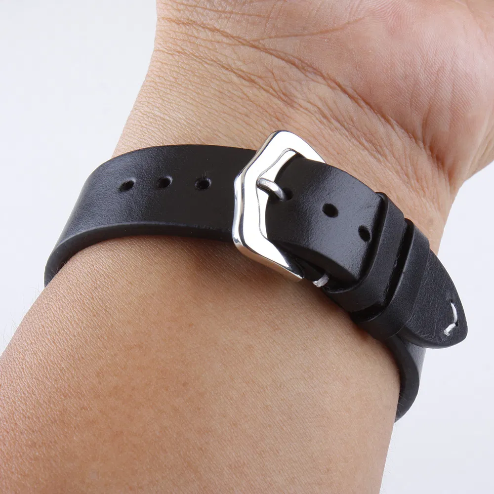 Premium Soft Top Grain Leather Neat Stitching Lines Leather Straps for Watch Leather Watch Strap High Quality