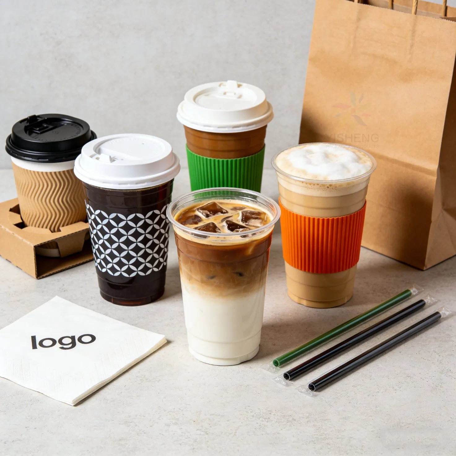Superior Custom Colorful Disposable Paper Cups with Lids Double Wall Paper Coffee Yogurt Tea Beverage Cup Packaging