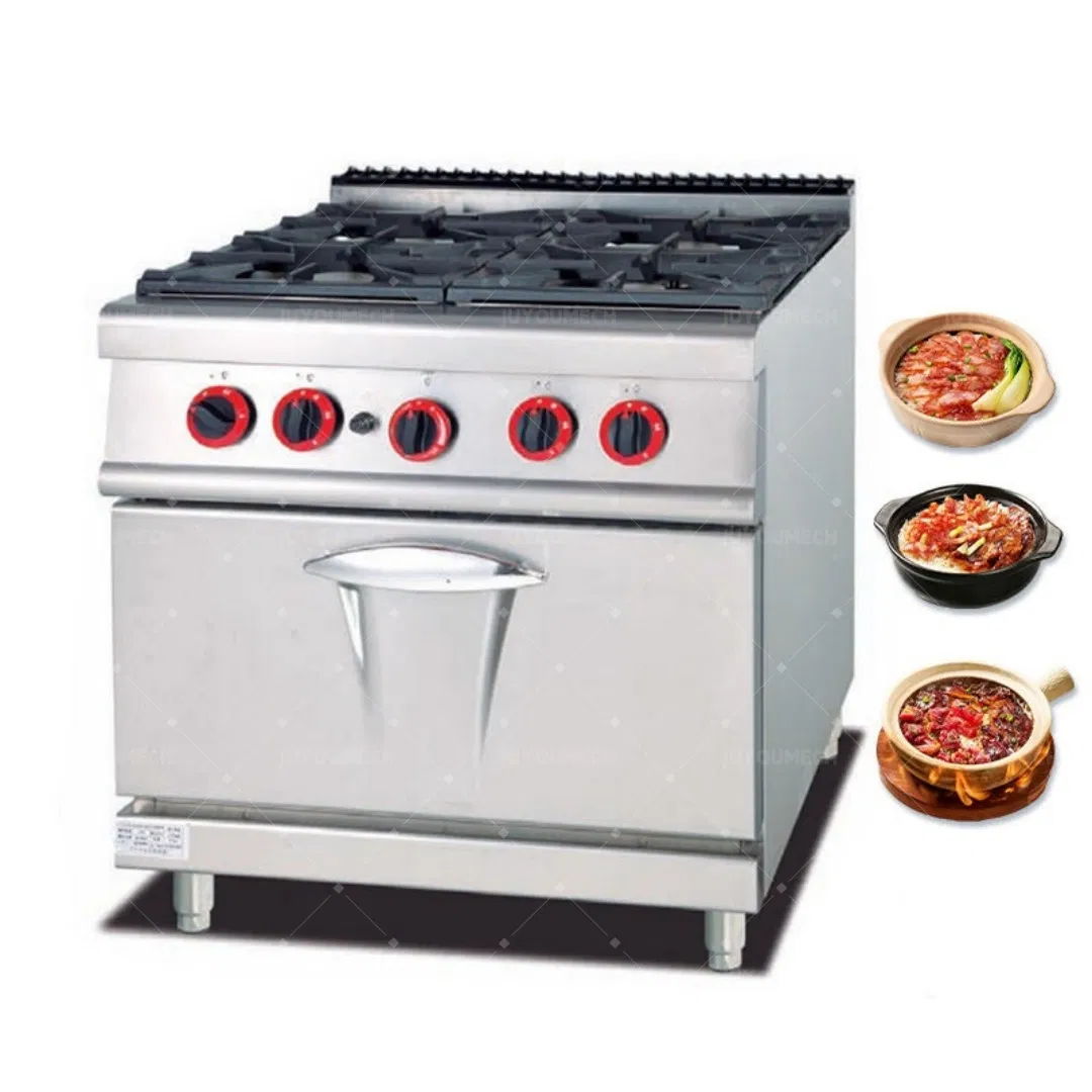 Commercial Floor Standing Burner Gas Stove Cooking Range with Oven and Cabinet for Hotel Use Restaurant Machine