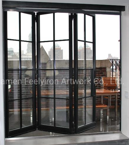 French Style Thermal Break Interior Exterior Wrought Iron Double Door