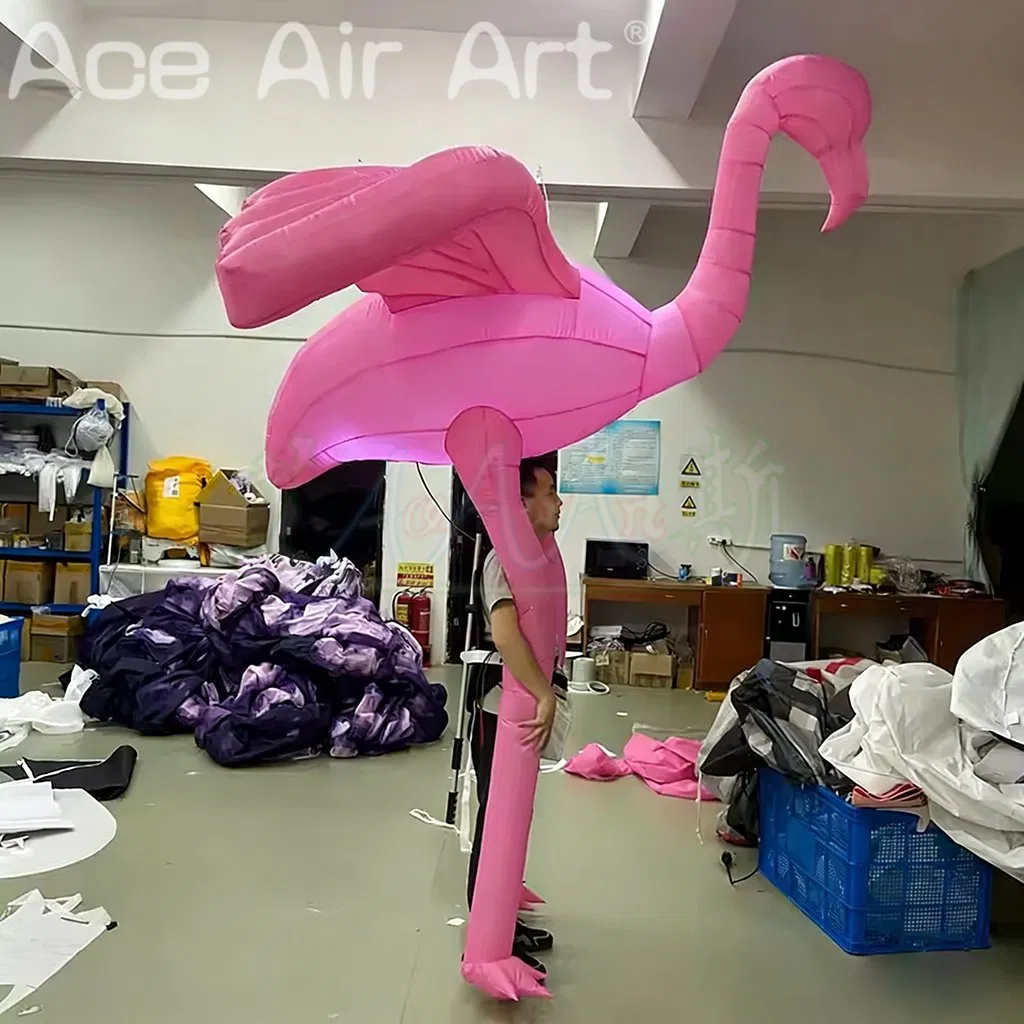 2.5mh LED Inflatable Walking Flamingo Walking Costume for Carnival Parade