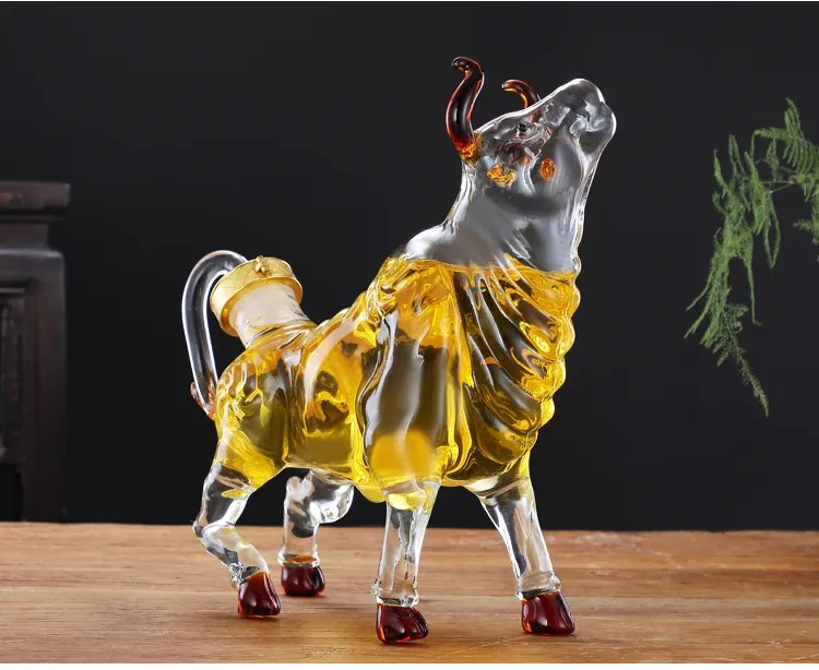 Thickened Glass Bubble Wine Bottle Creative Cow Shape White Red Wine Decanter