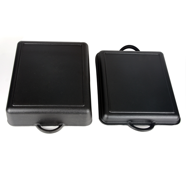 Чугунная квадратная жаровня с крышкой-гриль