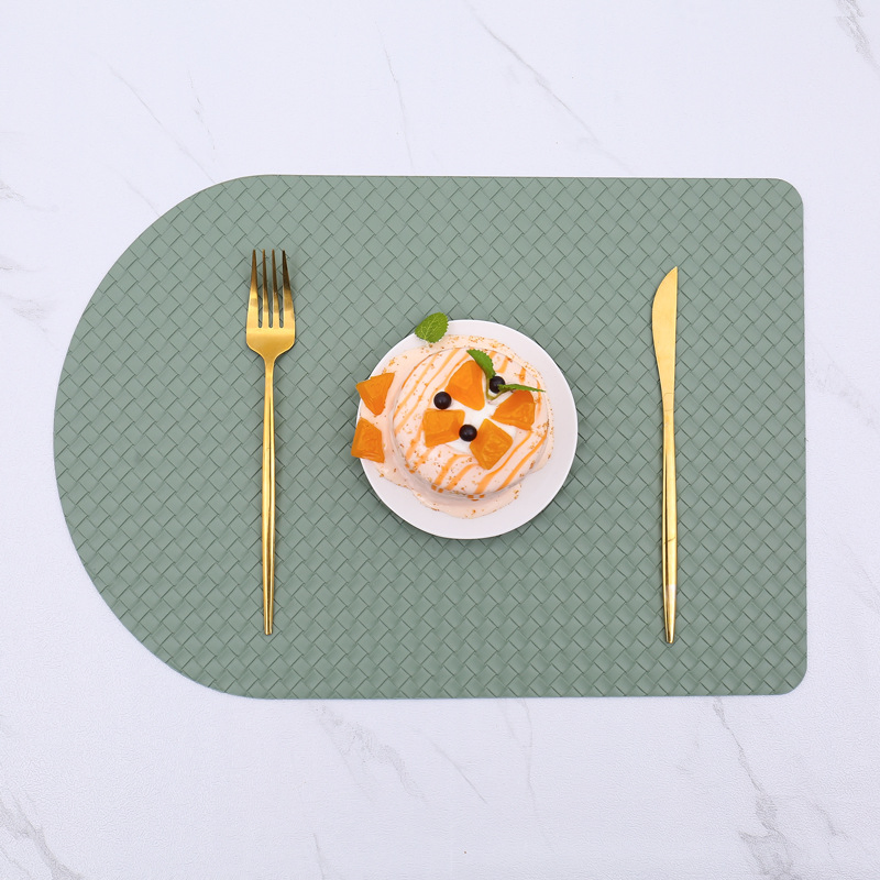 Cowhide Pattern Faux Leather Placemats Heat Resistant Non-Slip Waterproof Wipeable Washable Kitchen Dining PU Table Place Mats