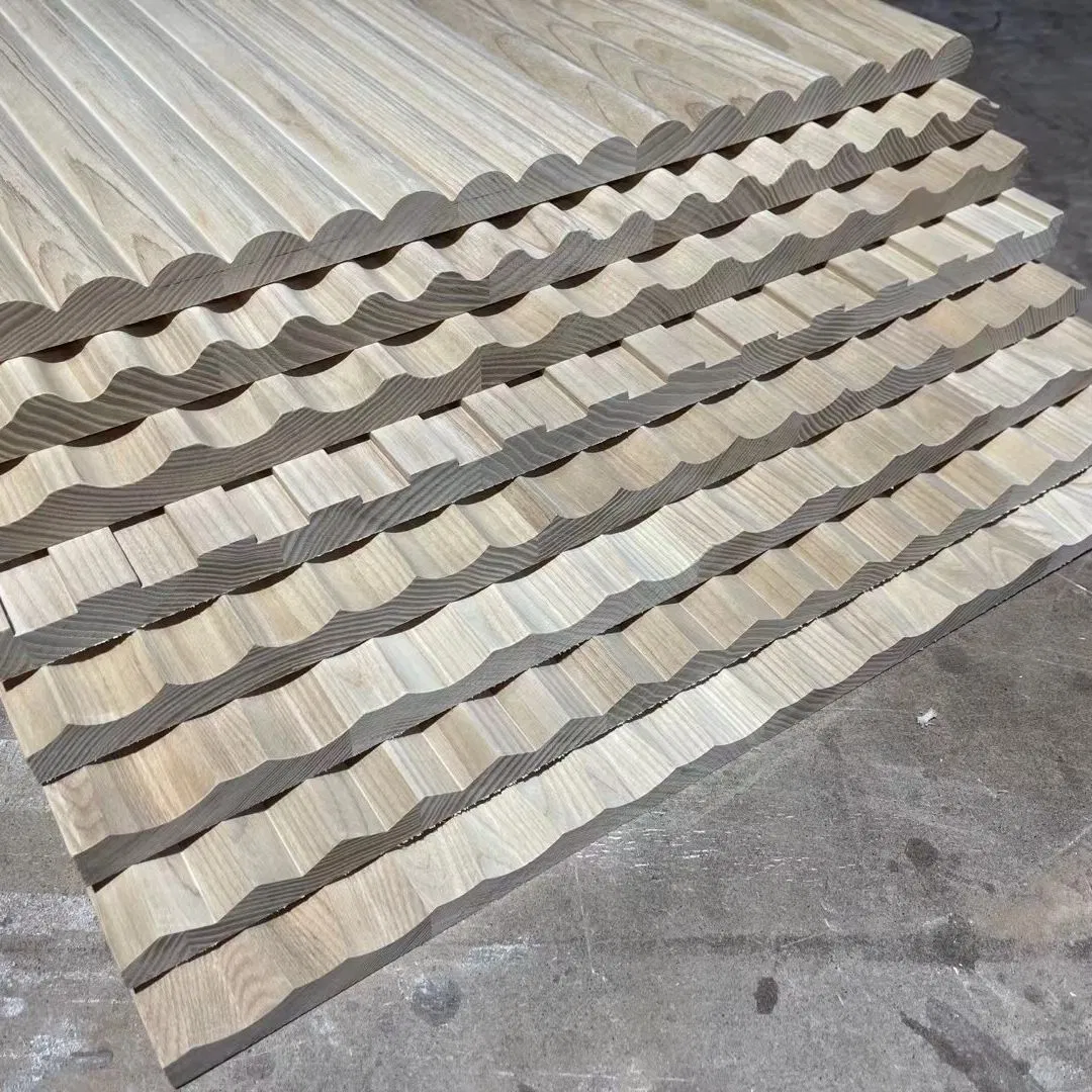 Custom-Made High Quality Solid CNC Texture 3D Wood Wave Wall Panel